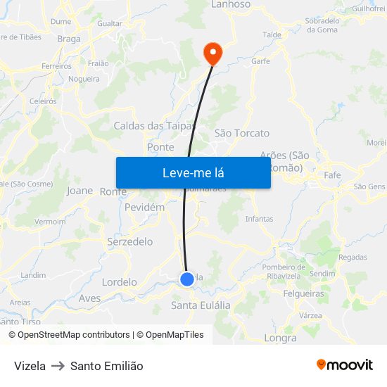 Vizela to Santo Emilião map