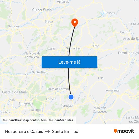 Nespereira e Casais to Santo Emilião map
