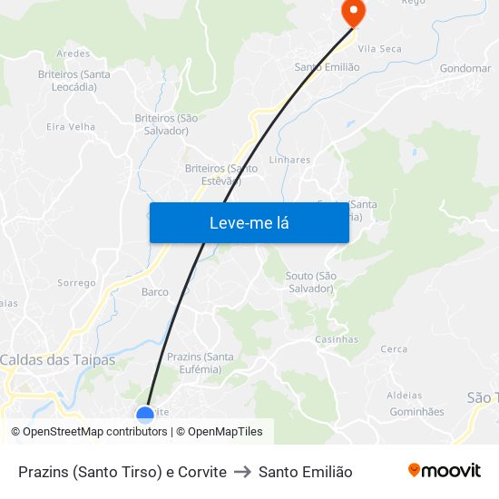 Prazins (Santo Tirso) e Corvite to Santo Emilião map