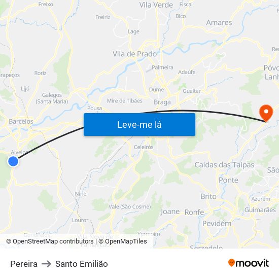 Pereira to Santo Emilião map