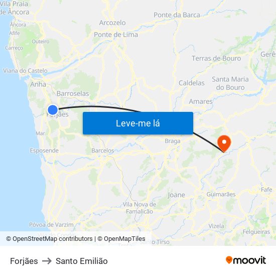 Forjães to Santo Emilião map