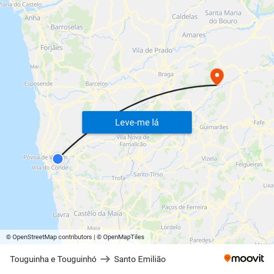 Touguinha e Touguinhó to Santo Emilião map