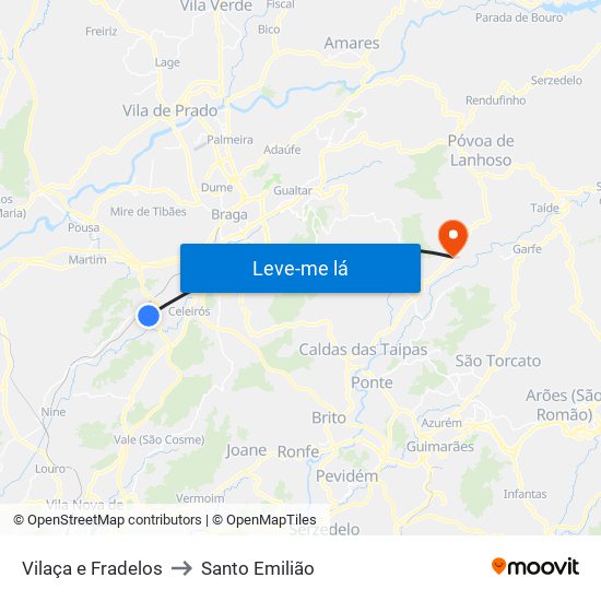 Vilaça e Fradelos to Santo Emilião map