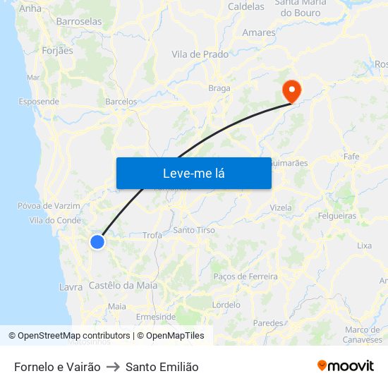 Fornelo e Vairão to Santo Emilião map