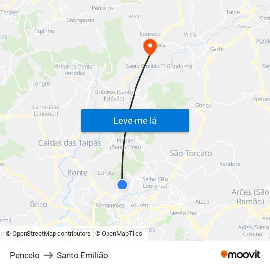 Pencelo to Santo Emilião map