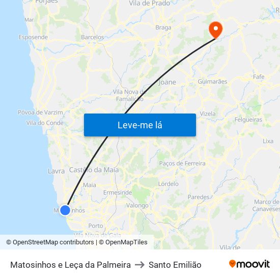 Matosinhos e Leça da Palmeira to Santo Emilião map