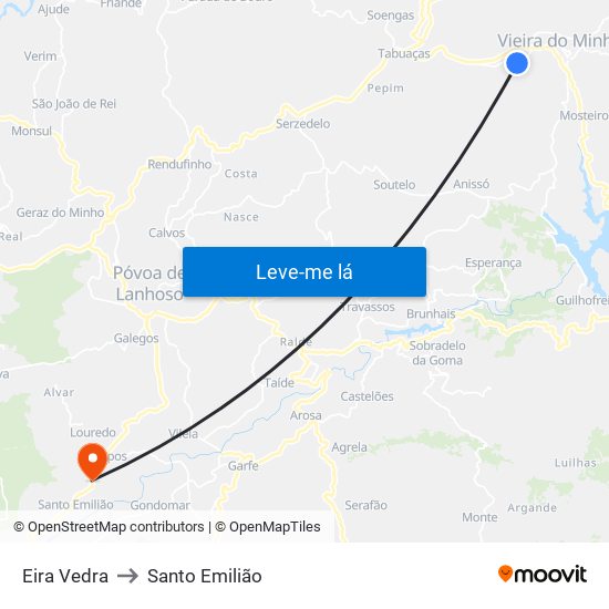 Eira Vedra to Santo Emilião map