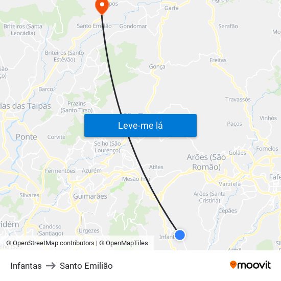 Infantas to Santo Emilião map