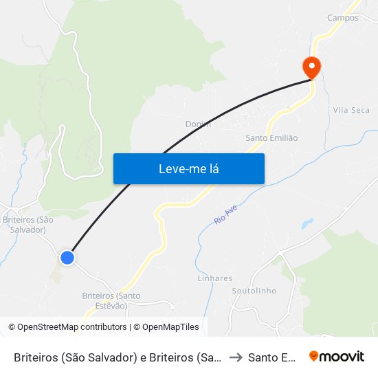 Briteiros (São Salvador) e Briteiros (Santa Leocádia) to Santo Emilião map