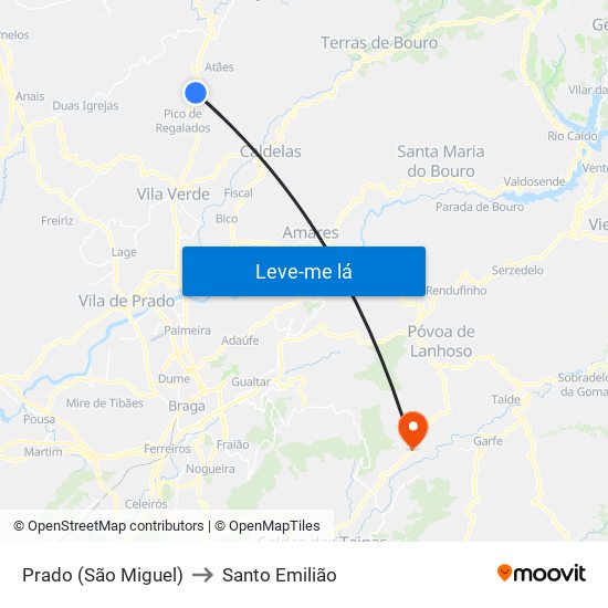 Prado (São Miguel) to Santo Emilião map