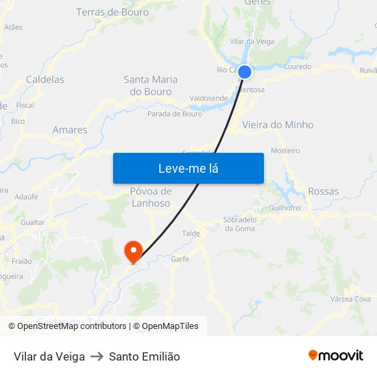 Vilar da Veiga to Santo Emilião map