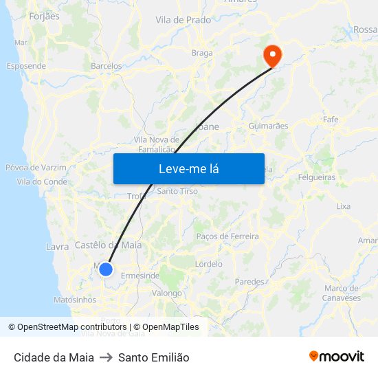 Cidade da Maia to Santo Emilião map