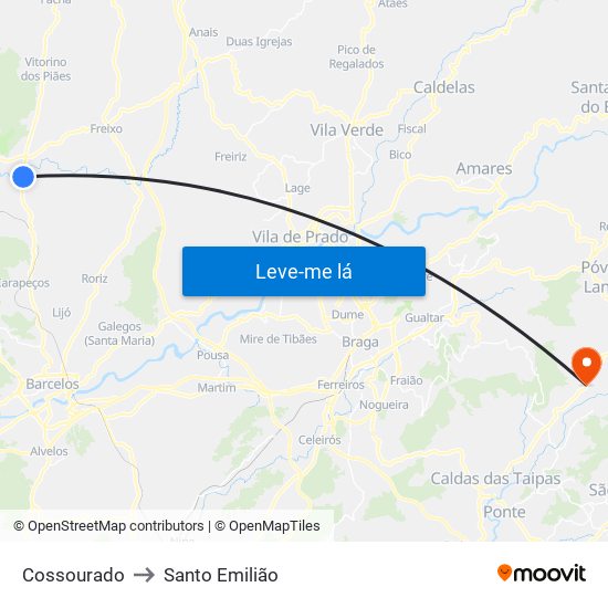Cossourado to Santo Emilião map