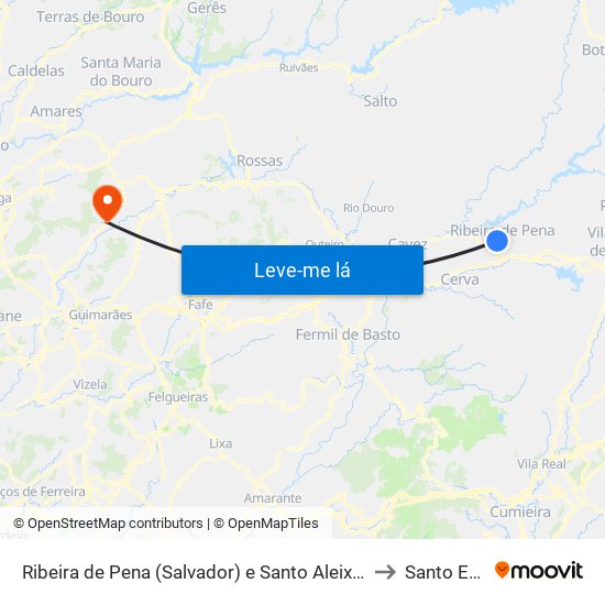 Ribeira de Pena (Salvador) e Santo Aleixo de Além-Tâmega to Santo Emilião map