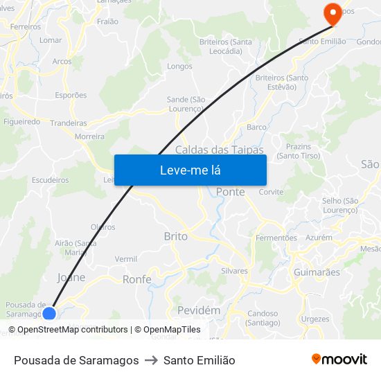 Pousada de Saramagos to Santo Emilião map