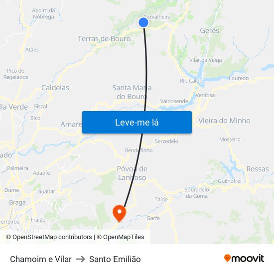 Chamoim e Vilar to Santo Emilião map