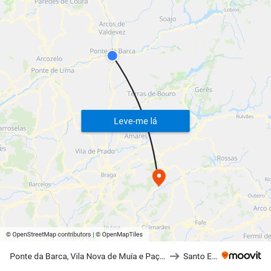 Ponte da Barca, Vila Nova de Muía e Paço Vedro de Magalhães to Santo Emilião map