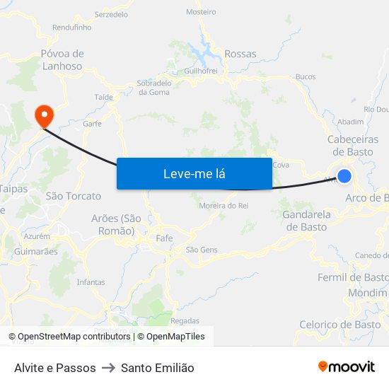 Alvite e Passos to Santo Emilião map
