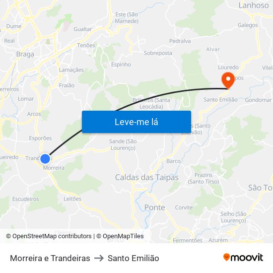 Morreira e Trandeiras to Santo Emilião map