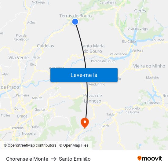 Chorense e Monte to Santo Emilião map