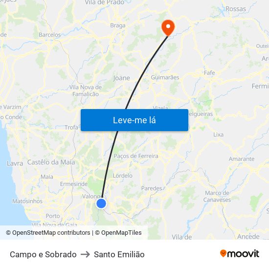 Campo e Sobrado to Santo Emilião map