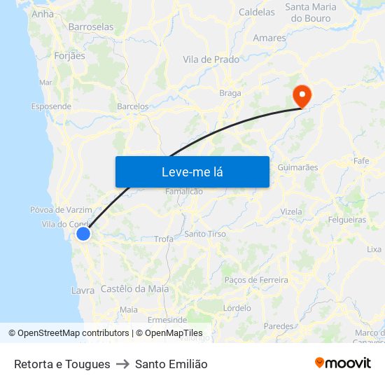 Retorta e Tougues to Santo Emilião map