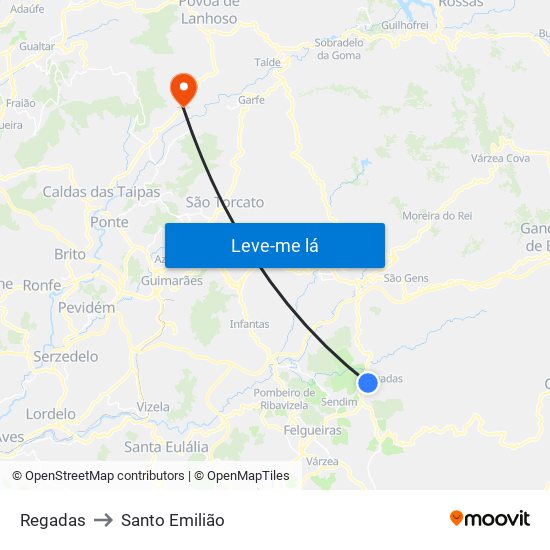 Regadas to Santo Emilião map
