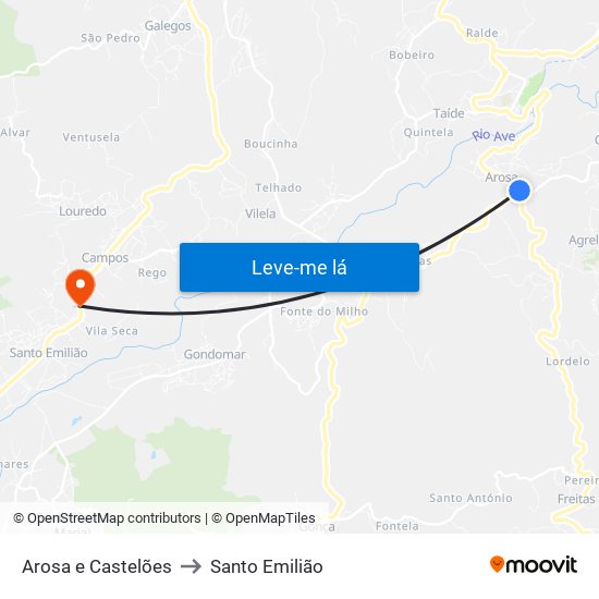 Arosa e Castelões to Santo Emilião map