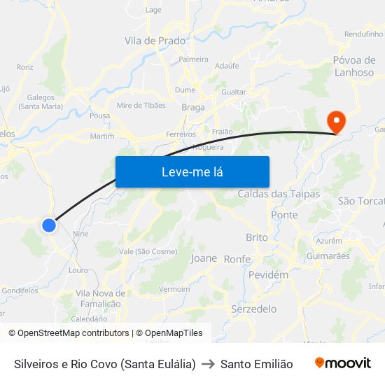Silveiros e Rio Covo (Santa Eulália) to Santo Emilião map