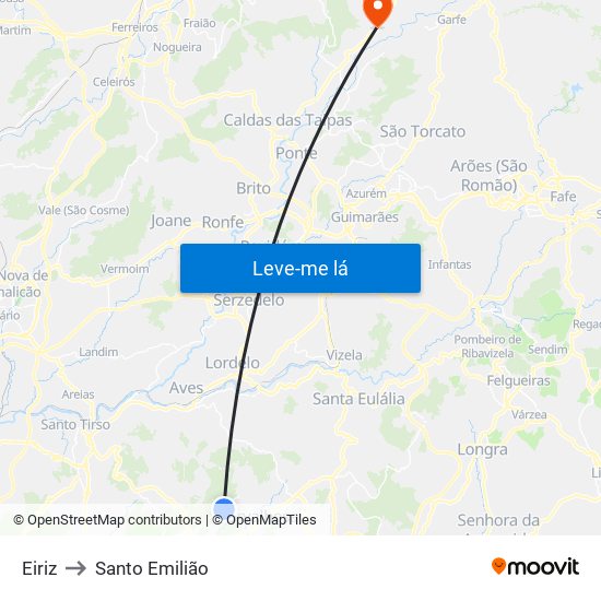Eiriz to Santo Emilião map