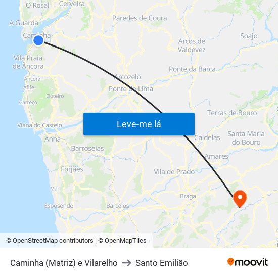 Caminha (Matriz) e Vilarelho to Santo Emilião map