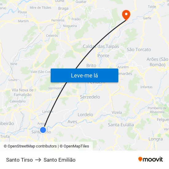 Santo Tirso to Santo Emilião map