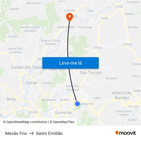 Mesão Frio to Santo Emilião map