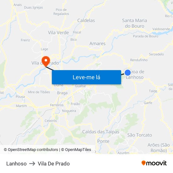 Lanhoso to Vila De Prado map
