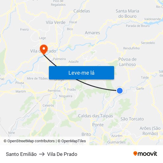 Santo Emilião to Vila De Prado map