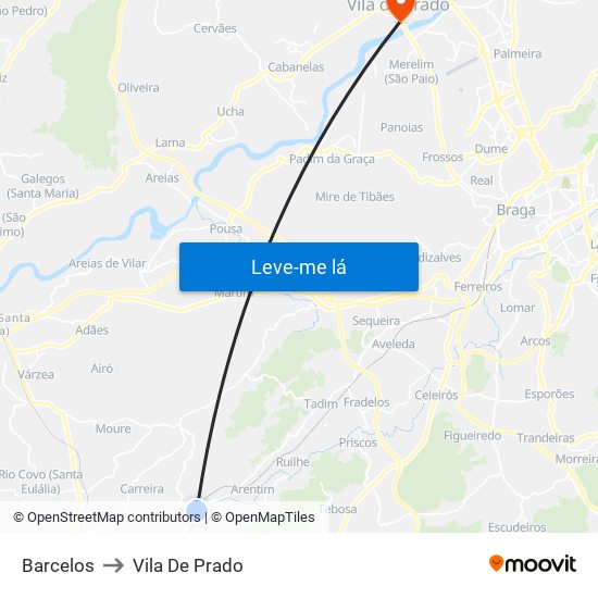 Barcelos to Vila De Prado map