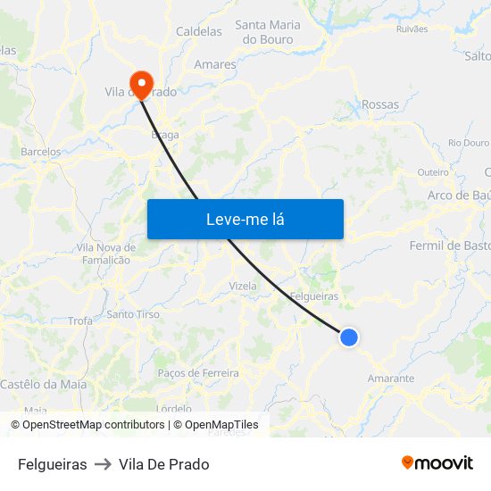 Felgueiras to Vila De Prado map