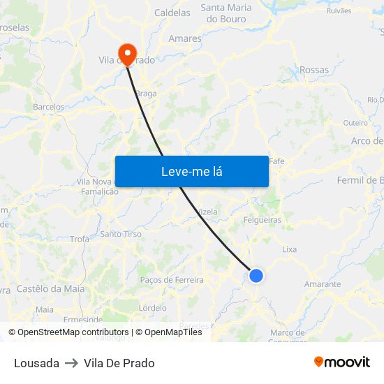 Lousada to Vila De Prado map