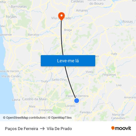 Paços De Ferreira to Vila De Prado map