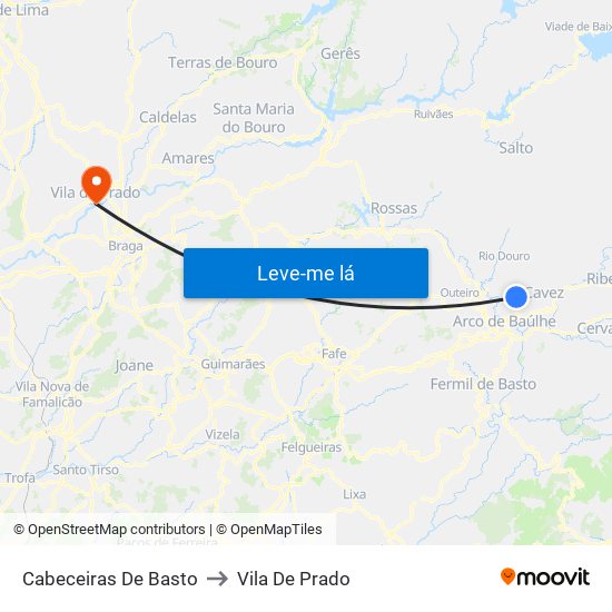 Cabeceiras De Basto to Vila De Prado map