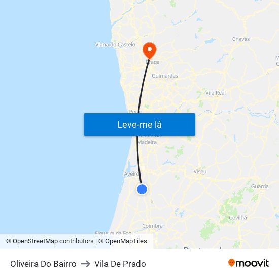 Oliveira Do Bairro to Vila De Prado map