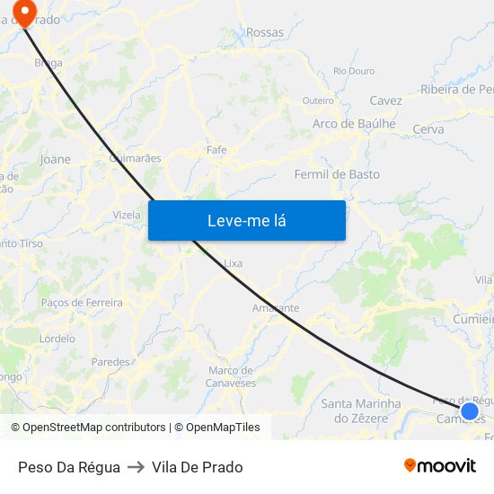 Peso Da Régua to Vila De Prado map