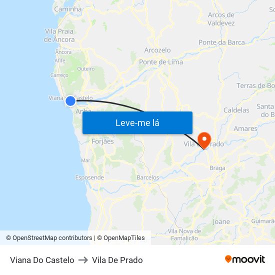 Viana Do Castelo to Vila De Prado map