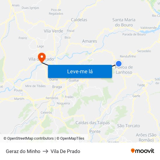 Geraz do Minho to Vila De Prado map