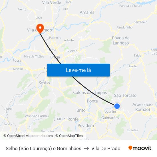 Selho (São Lourenço) e Gominhães to Vila De Prado map
