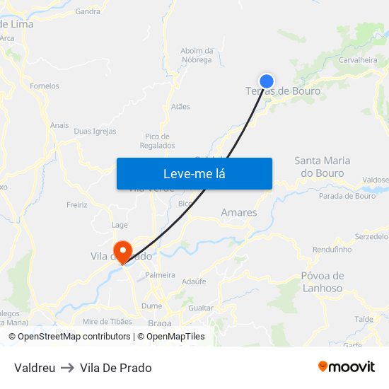 Valdreu to Vila De Prado map