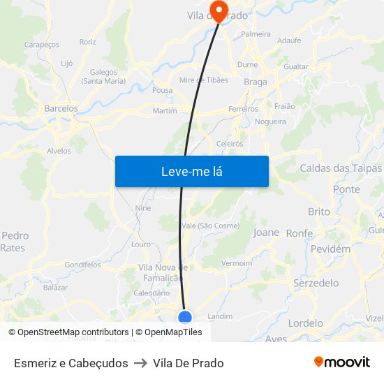 Esmeriz e Cabeçudos to Vila De Prado map