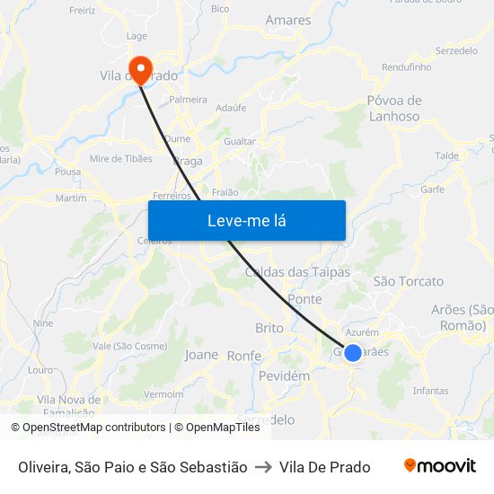 Oliveira, São Paio e São Sebastião to Vila De Prado map