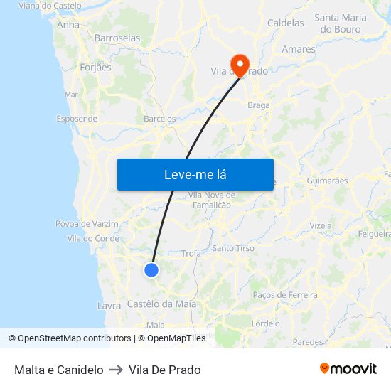 Malta e Canidelo to Vila De Prado map