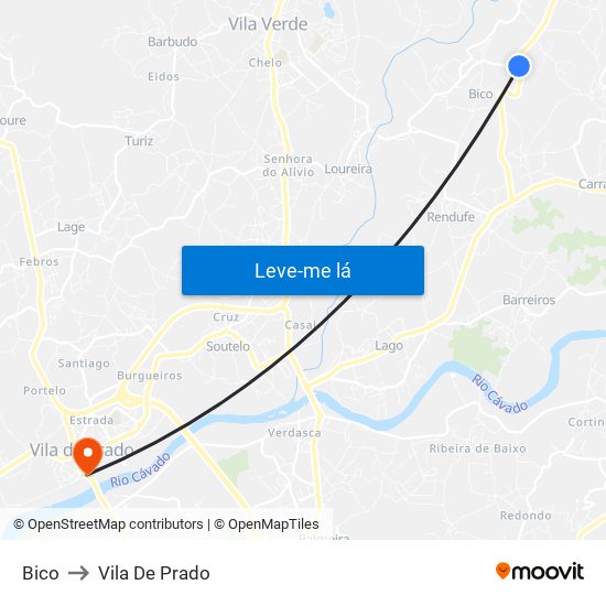 Bico to Vila De Prado map